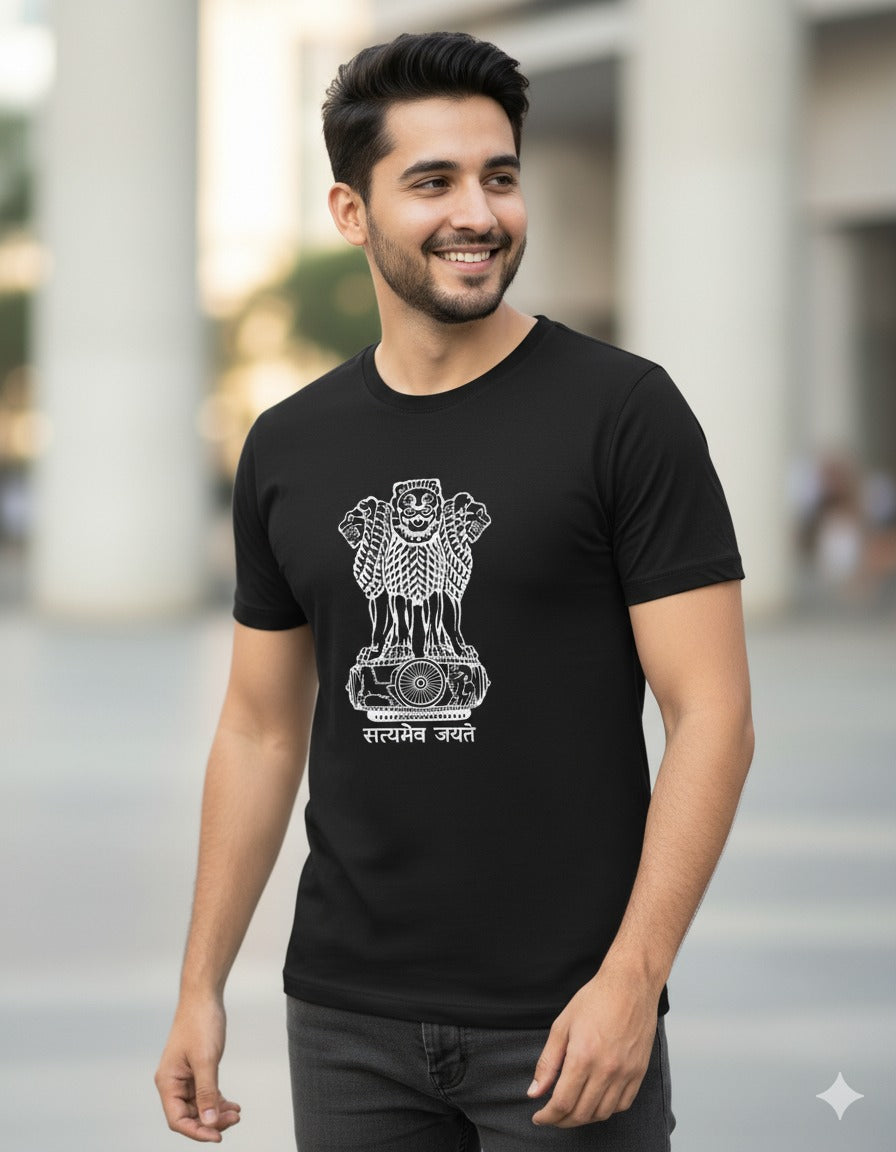 The Ashoka Emblem T-Shirt 180 GSM DTG Print