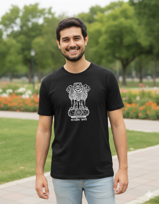 The Ashoka Emblem T-Shirt 180 GSM DTG Print